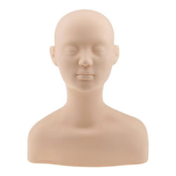 Soft Silicone Mannequin Manikin Head with Shoulder Bone Face Body Massage Training Eyelash - Brown