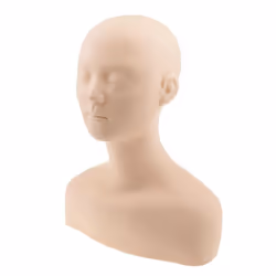 Soft Silicone Mannequin Manikin Head with Shoulder Bone Face Body Massage Training Eyelash - Brown