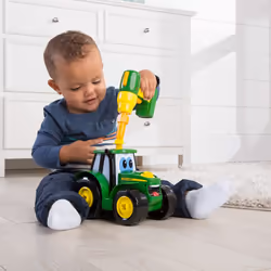 John Deere Build A Johnny Tractor | 16 Piece Building Farm Toy Car | Tractor Toy With Motorised Drill For 18 Months, 2, 3 & 4 Years Old Boys