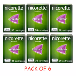 Nicorette 15mg Inhalator 6x36 (216) Cartridges for All Smokers
