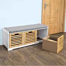 SoBuyÂ® FSR23-WN, 3 Drawers Storage Bench Shoe Cabinet Shoe Rack Bench