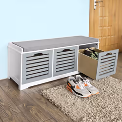 SoBuyÂ® FSR23-HG, 3 Drawers Storage Bench Shoe Cabinet Shoe Rack Bench
