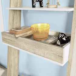 SoBuy FRG111-WN Ladder Shelves & Workstation | Ladder Desk With Drawer
