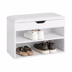 SoBuyÂ® FSR25-W, 2 Tiers Shoe Rack Shoe Cabinet &Folding Padded Seat