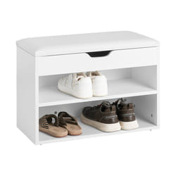SoBuyÂ® FSR25-W, 2 Tiers Shoe Rack Shoe Cabinet &Folding Padded Seat