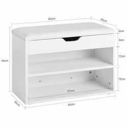 SoBuyÂ® FSR25-W, 2 Tiers Shoe Rack Shoe Cabinet &Folding Padded Seat