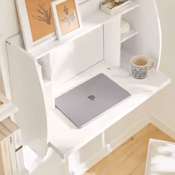 SoBuy FWT18-W Wall-Mounted Desk | Computer Desk With Storage Shelves