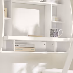 SoBuy FWT18-W Wall-Mounted Desk | Computer Desk With Storage Shelves