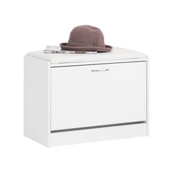 SoBuyÂ® FSR16-W, Shoe Storage Bench Shoe Cabinet with Flip-drawer & Seat Cushion
