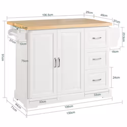 SoBuyÂ® FKW41-WN, Extendable  Island Kitchen Storage Trolley Cabinet