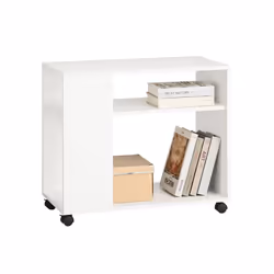SoBuyÂ® FBT34-W, Side Table End Table Coffee Table with Storage Shelves on Wheels