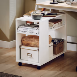 SoBuyÂ® FBT34-W, Side Table End Table Coffee Table with Storage Shelves on Wheels