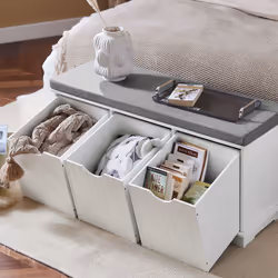 SoBuyÂ® FSR30-W, Storage Bench with 3 Drawers & Removable Seat Cushion