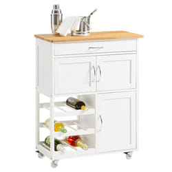 SoBuyÂ® FKW45-WN, Kitchen Storage Trolley Cabinet with Rubber Wood Worktop