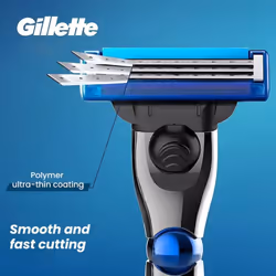 Gillette Mach 3 Turbo Razor 1 handle 2 blades Men&apos;s shaving razor with Floating razor head Shaver
