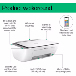 DeskJet 2820e All in One Printer | Perfect for Home | Colour | Wireless | Print, Scan & Copy |  Reliable Wi-Fi| Cement - White/Grey, HP DeskJet 2820e