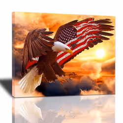 American Bald Eagle Wall Art Flying Eagle Canvas Prints Patriotic Concept Picture Inspiring Motivational Posters Modern Home ...