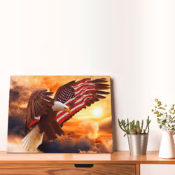 American Bald Eagle Wall Art Flying Eagle Canvas Prints Patriotic Concept Picture Inspiring Motivational Posters Modern Home Artwork Decor For Office