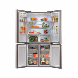 Haier Cube 90 Serie 5 HTF-540DP7 side-by-side refrigerator Freestanding 528 L F Platinum, Stainless steel