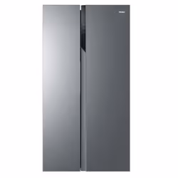 Haier SBS 90 Serie 3 HSR3918ENPG, Freestanding, American door, Silver, Touch, LED, Glass