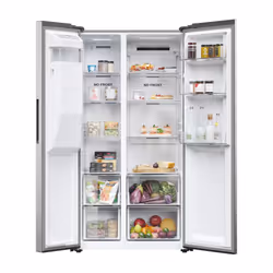 Haier HSR5918DIMP side-by-side refrigerator 511 L D Platinum, Stainless steel