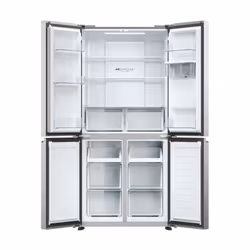 Haier Cube 83 Serie 3 HCR3818EWMM(UK) side-by-side refrigerator Freestanding 463 L E Platinum, Stainless steel