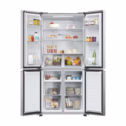 Haier HCR3818ENMG(UK) side-by-side refrigerator Freestanding 467 L E Silver