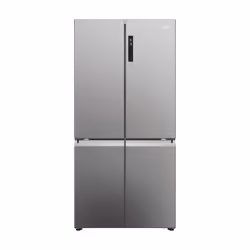 Haier HCR5919ENMP, Freestanding, American door, Platinum, Stainless steel, On door, Glass, Silver frame