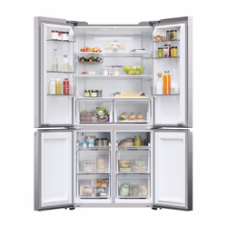 Haier HCR5919ENMP side-by-side refrigerator Freestanding 528 L E Platinum, Stainless steel