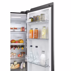 Haier HSW59F18EIPT(UK) side-by-side refrigerator Freestanding 601 L E Black