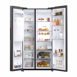 Haier HSW79F18DIPT(UK) side-by-side refrigerator Freestanding 601 L D Black