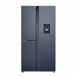 Haier HFTR79F18EWMR(UK), Freestanding, American door, Black, 3 door(s), Brushed black, Touch