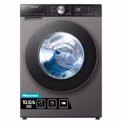 Hisense WD5S1045BT, Front-load, Freestanding, Titanium, Left, Black, Buttons, Rotary, Touch