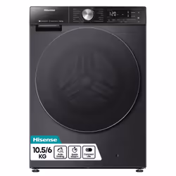 Hisense WD5S1045BB, Front-load, Freestanding, Black, Left, Black, Buttons, Rotary, Touch