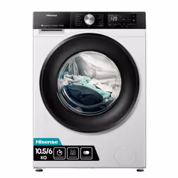 Hisense WD3S1043BW3, Front-load, Freestanding, White, Left, Grey, Buttons, Rotary