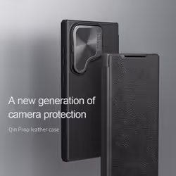 Nillkin For Samsung Galaxy S24 Ultra Plus Phone Case Qin Prop Leather Cover Camera Protection Back Cover - Samsung Galaxy S24+, black