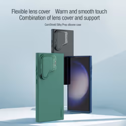 NILLKIN for Samsung Galaxy S24 Ultra Phone Case CamShield Silky Prop silicone Cover Camera Protection Back Cover - No Magnetic Black, as the picture