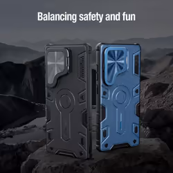 NILLKIN for Samsung Galaxy S25 Ultra Phone Case CamShield Armor Prop Magnetic Camera Protection Back Cover - blue, Samsung S25 Ultra