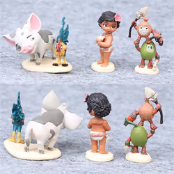 JSJJAEA Character Model 10pcs/set 6-10cm Moana Princess Maui