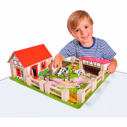 Small Farm Yard Wooden Kids Toddler Childrens Toy Play Set 21Pc