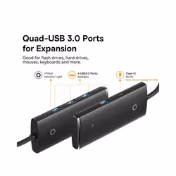 Baseus USB C Hub 4-in-1 Multi-Port Adapter 5Gbps USB-A 3.0 Ports - USB C 25cm