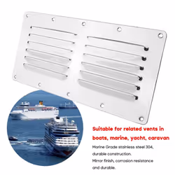 Air Venting Panel 304 Stainless Steel Rectangular Louvered Vent Grille for Marine Yacht-RV Caravan Ventilation 231x115mm