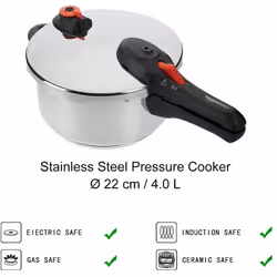 AmazonBasics 111604OA960 stovetop pressure cooker 4 L Black, Stainless steel