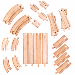 Bigjigs Toys Curves & Straights Expansion Pack | Wooden Train Tracks