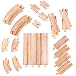 Bigjigs Toys Curves & Straights Expansion Pack | Wooden Train Tracks