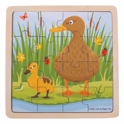 Bigjigs Toys Chunky Wooden Duck & Duckling Puzzle