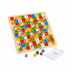 Bigjigs Toys Traditional Snakes and Ladders Game - Quality Snake and Ladders Family Games for Kids and Adults, Up to 4 Player ...