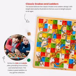 Bigjigs Toys Traditional Snakes and Ladders Game - Quality Snake and Ladders Family Games for Kids and Adults, Up to 4 Players