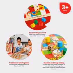 Bigjigs Toys Traditional Snakes and Ladders Game - Quality Snake and Ladders Family Games for Kids and Adults, Up to 4 Players