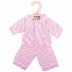 Bigjigs Toys Pink Striped Rag Doll Pyjamas for 38cm Soft Doll - Suitable for 2+ Years